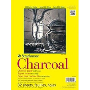 Strathmore 300 Series Charcoal Paper Pad, Glue Bound, 9x12 inches, 32 Sheets (64lb/95g) - Artist Paper for Adults and Students - Charcoal and Pastel