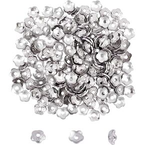 UNICRAFTALE 4 Sizes Flower Beads Caps 600pcs Hollow Beads End Caps Stainless Steel Bead Caps Spacers Flower Cap for Bracelet Necklace Jewelry Making 3/4/5/6mm