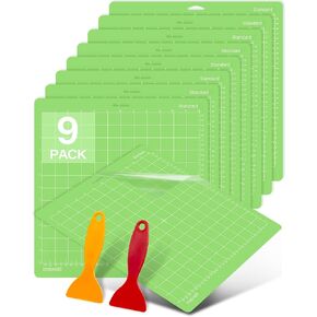 Colemoly 12x12 Cutting Mat 9 Pack Standard for Cricut Maker/Maker 3/Explore 3/Air 2/Air/One Cut Cards 2 Pack Scraper Green Grip Sticky Cricket Replacement Accessories Pad for Supplies,Quilting in Saudi Arabia