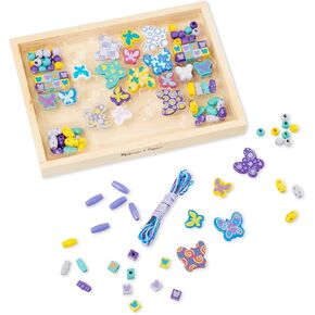 Melissa & Doug Sweet Hearts and Butterfly Friends Bead Set of 2 - 250+ Wooden Beads