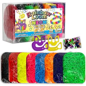 Rainbow Loom® Treasure Box Sparkle Edition، 8000 شريط مطاطي في 8 ألوان براقة مختلفة، ومكافأة مكونة من 2 نول سعيد، أنشطة رائعة للأولاد والبنات بعمر 7 سنوات فما فوق in Kuwait