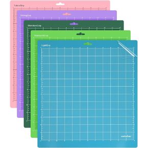 5 Pack Cutting Mats for Silhouette Cameo 4/3/2/1, 12x12 Inch StandardGrip/LightGrip/StrongGrip/FabricGrip, Cutting Mats for Sewing, Quilting, Craft…