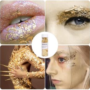Imitation Gold Foil Flakes for Resin Decoration Stickers for Nails Face Eyes Hair DIY Painting Crafts Makeup Body Art in Kuwait