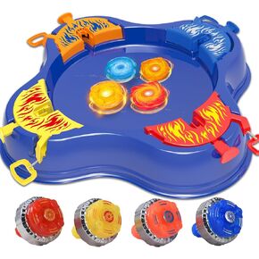 لعبة الدوران العلوية، 4 ألعاب جيروسكوبية مضيئة، 4 قاذفات، مع ملعب قتالي، لعبة قتال علوية كلاسيكية على طراز المدرسة القديمة للأطفال من سن 6 سنوات فما فوق، لعبة معركة علوية ممتعة لحفلات أعياد الميلاد (أحمر) in Kuwait