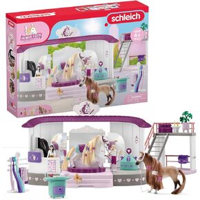 Schleich Horse Club Sofia's Beauties Horse Beauty Salon Stable with Brushing Accessories and Figurines Playset - 99-Piece Horse Beauty Salon Toy for Grooming and Brushing, Gift for Kids Age 4+