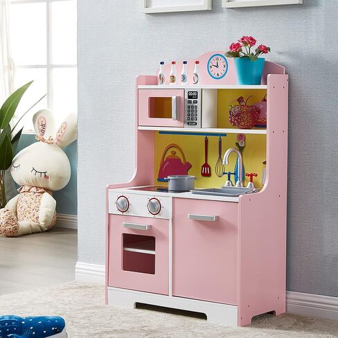 مجموعة المطبخ الخشبية للأطفال من HILIROOM HILIROOM، لعب المطبخ مع ملحقات المطبخ، بما في ذلك أواني الطبخ والمقالي، وأدوات الطبخ، مجموعة لعب المطبخ التظاهري للأعمار من 3 سنوات فما فوق للأولاد والبنات in Kuwait