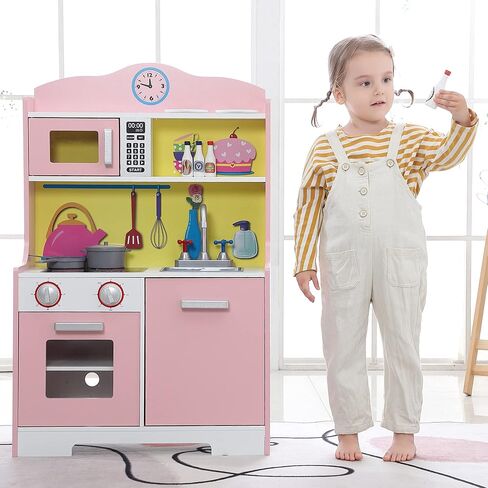 مجموعة المطبخ الخشبية للأطفال من HILIROOM HILIROOM، لعب المطبخ مع ملحقات المطبخ، بما في ذلك أواني الطبخ والمقالي، وأدوات الطبخ، مجموعة لعب المطبخ التظاهري للأعمار من 3 سنوات فما فوق للأولاد والبنات in Kuwait