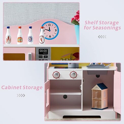 مجموعة المطبخ الخشبية للأطفال من HILIROOM HILIROOM، لعب المطبخ مع ملحقات المطبخ، بما في ذلك أواني الطبخ والمقالي، وأدوات الطبخ، مجموعة لعب المطبخ التظاهري للأعمار من 3 سنوات فما فوق للأولاد والبنات in Kuwait