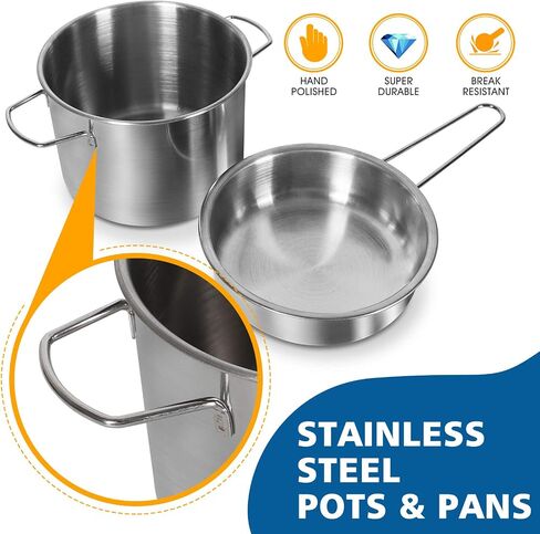 POPUTOY 28Pcs Pretend Play Kitchen Toys, Kitchen Playset Cooking Toys Set with Stainless Steel Cookware and Accessories for Kids Toddlers Girls Boys in Saudi Arabia