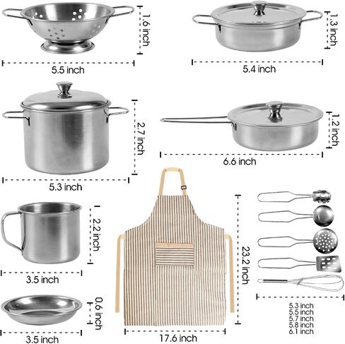 POPUTOY 28Pcs Pretend Play Kitchen Toys, Kitchen Playset Cooking Toys Set with Stainless Steel Cookware and Accessories for Kids Toddlers Girls Boys in Saudi Arabia