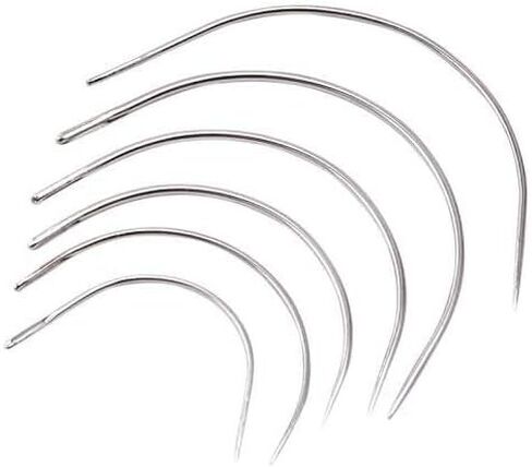 100 Pack C Shaped Needles Curved Needles Weaving Embroidery Needle Curved Bookbinding Needles Small Curved Wigs Hair Leather Carpet Hook Sewing Needles Canvas Hand Needles in Kuwait