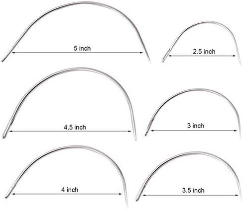 100 Pack C Shaped Needles Curved Needles Weaving Embroidery Needle Curved Bookbinding Needles Small Curved Wigs Hair Leather Carpet Hook Sewing Needles Canvas Hand Needles in Kuwait