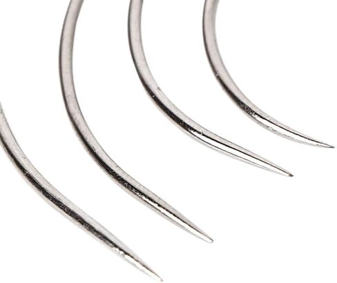 100 Pack C Shaped Needles Curved Needles Weaving Embroidery Needle Curved Bookbinding Needles Small Curved Wigs Hair Leather Carpet Hook Sewing Needles Canvas Hand Needles in Kuwait