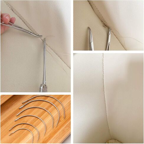 100 Pack C Shaped Needles Curved Needles Weaving Embroidery Needle Curved Bookbinding Needles Small Curved Wigs Hair Leather Carpet Hook Sewing Needles Canvas Hand Needles in Kuwait