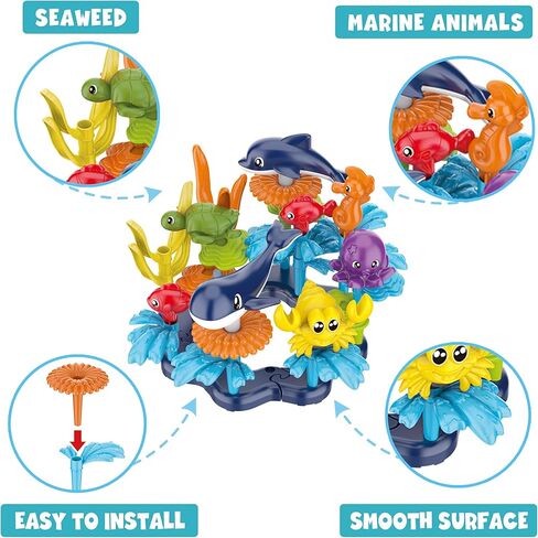 KC Republic Ocean Reef 37 قطعة من مجموعة ألعاب الطلاء والبناء القابلة للغسل في الماء، لوازم فنية وحرفية هدايا الحفلات للأولاد والبنات من عمر 4 5 6 7 سنوات، هدية إبداعية للأطفال ترسم مخلوقاتك الخاصة in Kuwait