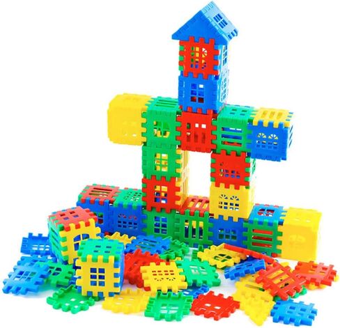 Building Blocks 70pcs,Building Blocks for Toddlers 3-5, Children Building Toys, Waffle Building Blocks, Toy Stacking Building Sets in Kuwait