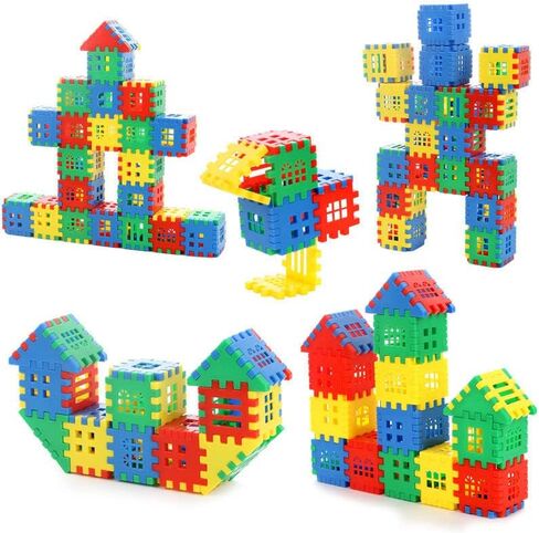 Building Blocks 70pcs,Building Blocks for Toddlers 3-5, Children Building Toys, Waffle Building Blocks, Toy Stacking Building Sets in Kuwait