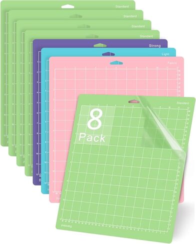 Gwybkq Cutting Mat 12x12 for Cricut 8 Packs Variety Explore Air 2/Air/One/Maker Sticky (Light,Standard,Strong,Fabric) Grip Non-Slip Durable Mats in Kuwait