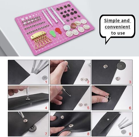 Amogto Leather Working Tools, Leather Tools Kit,98pcs Leather Sewing Kit,Leather Crafting Kit with Waxed Thread Groover Awl Snaps Buttons Stitching Punch Hole for Leathercraft Beginner or Adults Gifts in Kuwait