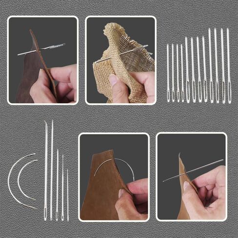 Amogto Leather Working Tools, Leather Tools Kit,98pcs Leather Sewing Kit,Leather Crafting Kit with Waxed Thread Groover Awl Snaps Buttons Stitching Punch Hole for Leathercraft Beginner or Adults Gifts in Kuwait