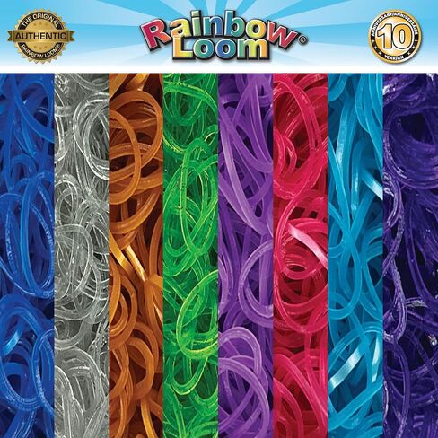 Rainbow Loom® Treasure Box Sparkle Edition، 8000 شريط مطاطي في 8 ألوان براقة مختلفة، ومكافأة مكونة من 2 نول سعيد، أنشطة رائعة للأولاد والبنات بعمر 7 سنوات فما فوق in Kuwait