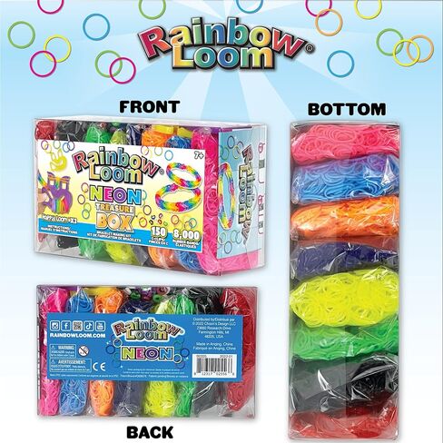 Rainbow Loom® Treasure Box Sparkle Edition، 8000 شريط مطاطي في 8 ألوان براقة مختلفة، ومكافأة مكونة من 2 نول سعيد، أنشطة رائعة للأولاد والبنات بعمر 7 سنوات فما فوق in Kuwait