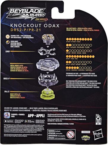 Beyblade Burst Pro Series Knockout Odax Spinning Top Starter Pack - Stamina Type Battling Game Top with Launcher Toy in Kuwait