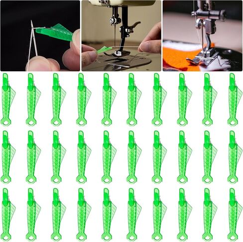 PAGOW Sewing Needle Inserters, Fish Type Needle Threaders for Hand Sewing, Quick Sewing Threader Needle DIY Tool for Small Eyes, Embroidery Floss, Sewing Plastic Wire Loop (1 1/4 Inch) 30 PCS in Kuwait
