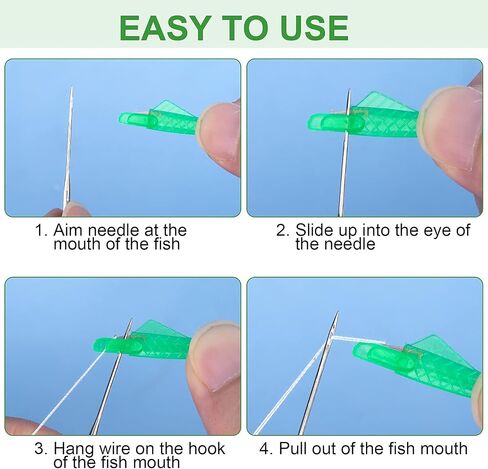 PAGOW Sewing Needle Inserters, Fish Type Needle Threaders for Hand Sewing, Quick Sewing Threader Needle DIY Tool for Small Eyes, Embroidery Floss, Sewing Plastic Wire Loop (1 1/4 Inch) 30 PCS in Kuwait
