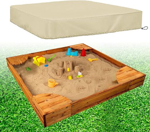 غطاء صندوق رمل Hoypeyfiy Sandbox، غطاء صندوق رمل للأطفال لحماية الرمل والألعاب، غطاء واقٍ مربع لصندوق الرمل مع رباط أسود 59 * 59 بوصة in Kuwait