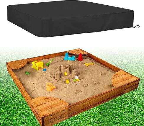 غطاء صندوق رمل Hoypeyfiy Sandbox، غطاء صندوق رمل للأطفال لحماية الرمل والألعاب، غطاء واقٍ مربع لصندوق الرمل مع رباط أسود 59 * 59 بوصة in Kuwait