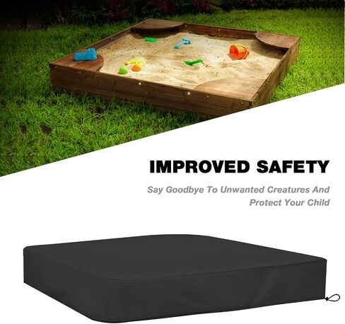 غطاء صندوق رمل Hoypeyfiy Sandbox، غطاء صندوق رمل للأطفال لحماية الرمل والألعاب، غطاء واقٍ مربع لصندوق الرمل مع رباط أسود 59 * 59 بوصة in Kuwait