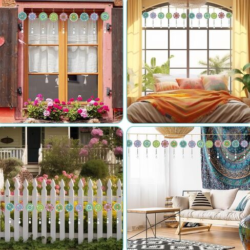 Tradder 6 Pcs Diamond Painting Wind Chimes Diamond Painting Kit Double Sided Mandala Ornaments with Crystal Pendant 5D Diamond Art for Spring Home Garden Hanging Ornament in Saudi Arabia