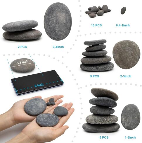 ماركدانج 25 قطعة من الصخور للرسم 13 قطعة 0.5-1 انش، 5 قطع 1-2 انش، 5 قطع 2-3 انش و2 قطعة 3-4 انش صخور نهرية للرسم على الصخور الطبيعية المسطحة والناعمة للرسم للاطفال والكبار هدية حرفية in Kuwait