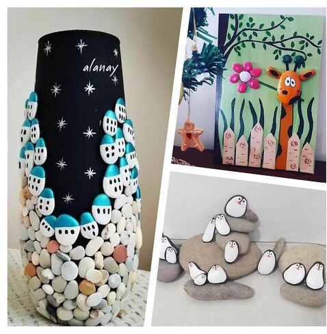 ماركدانج 25 قطعة من الصخور للرسم 13 قطعة 0.5-1 انش، 5 قطع 1-2 انش، 5 قطع 2-3 انش و2 قطعة 3-4 انش صخور نهرية للرسم على الصخور الطبيعية المسطحة والناعمة للرسم للاطفال والكبار هدية حرفية in Kuwait