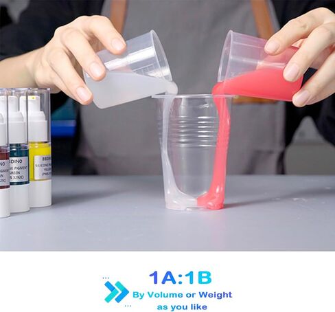بيبي دينو مجموعة صنع قوالب سيليكون 20A لصنع القوالب، قالب سيليكون شفاف 21.6 اونصة، 1A:1B حسب الحجم، سيليكون سائل لصنع قوالب الراتنج والصابون والشمع والطين والخرسانة وما الى ذلك. in Kuwait