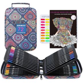 HIFORNY 78 Pack Premium Black Edition Colored Pencils Set for Adults Coloring – 72 Coloring Pencils with Extras,Artists Soft Core,Art Supplies for Adults Beginners in Kuwait