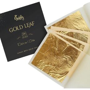 goldz: أوراق الذهب الأصلية الصالحة للأكل عيار 24 قيراط - أوراق الذهب الحقيقية - حجم كبير 10 سم × 10 سم - أوراق كبيرة - أوراق أوراق الذهب الأصلية | فن | طعام | حرفة | ديكور | الجمال - صفائح ذهبية كبيرة لامعة ولامعة