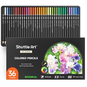 Shuttle Art 36 Colored Pencils, Botanical Themed Colored Pencils for Adult Coloring, Soft Core Color Pencils, Coloring Pencils for Adults Kids Artists Beginners Drawing Coloring Sketching