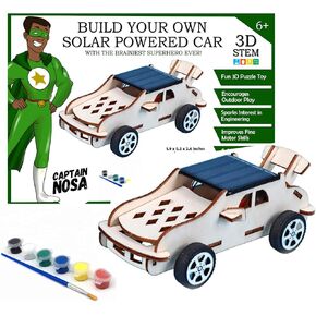 تيني وتايو - اصنع سيارة تعمل بالطاقة الشمسية | مجموعة العلوم والتكنولوجيا والهندسة والرياضيات للأطفال | بناء ودهان سيارة خشبية | الأعمار 4-8، 8-12 | لغز تعليمي خشبي ثلاثي الأبعاد للأولاد والبنات in Kuwait