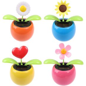 4 Solar Dancing Bee Toy Solar Powered Dancing Sun Flower in Colorful Pots Swinging Daisy Flip Flap Animated Bobblehead Dancer Window Rose Sun Catcher Car Dashboard Decor Portable Suncatchers in Kuwait
