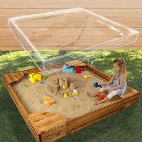 غطاء رمل خارجي من IndigoTempest9، غطاء كريستالي شفاف عالي التحمل مع رباط مقاوم للماء وواقي ضد الغبار للأطفال في حديقة الألعاب لصندوق الرمل (48 بوصة طول × 48 عرض × 8 بوصة ارتفاع) in Kuwait