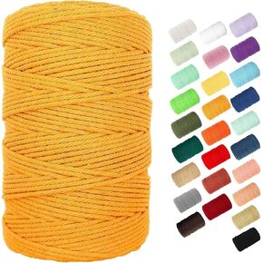 3mm 220 Yards Macrame Cord, BYWORLD 200m Cotton Rope Twine String,100% Natural Colored Macrame Rope for Macrame Kit, Plant Hangers, Wall Hanging, Christmas or Wedding Decorative(Beige Yellow) in Kuwait
