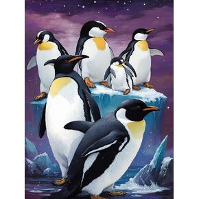 مجموعات الطلاء الماسي 5D من Jungobiu للبالغين من البطريق، مجموعات فنية ماسية ذاتية الصنع، طلاء دائري كامل مع خرز فسيفساء الماس، طلاء حسب الرقم ديكور المنزل 30 × 40 سم in Kuwait