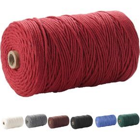Macrame Cord, ZOUTOG 2mm x 328 yd (about 300m) 100% Natural Cotton Soft Unstained Rope for Handmade Plant Hanger Wall Hanging Craft Making, Beige Yellow