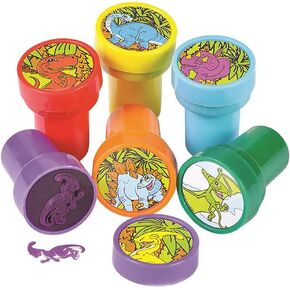Dinosaur Stampers Theme Self-Ink Stamps for Kids, Crafts Party Favors, Assorted, 1.4" Inch Stamp (12-Pack)