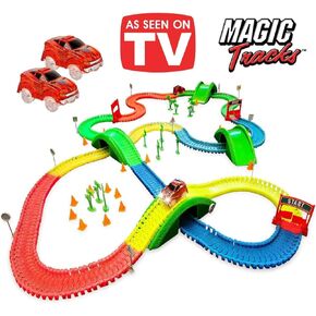 Ontel Magic Tracks Mega Set - 2 LED Race Cars and 18 ft. of Flexible, Bendable Glow in the Dark Racetrack - As Seen on TV