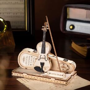 ROKR 3D Puzzles Wood Craft Kits Mini Musical Instrument Model Kit Collectibles Home Desk Decor (Electric Guitar)