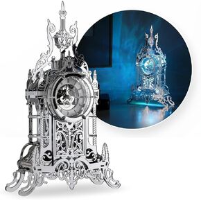 LED 3D Wood Puzzle Clock Tower, 3D Puzzle Building Model, 3D Home Décor Puzzle DIY 3D Puzzle Clock Kit Christmas Gift (LED-WTC02)