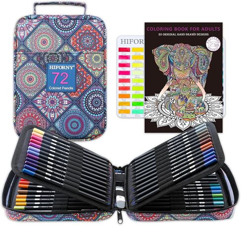 HIFORNY 78 Pack Premium Black Edition Colored Pencils Set for Adults Coloring – 72 Coloring Pencils with Extras,Artists Soft Core,Art Supplies for Adults Beginners in Kuwait